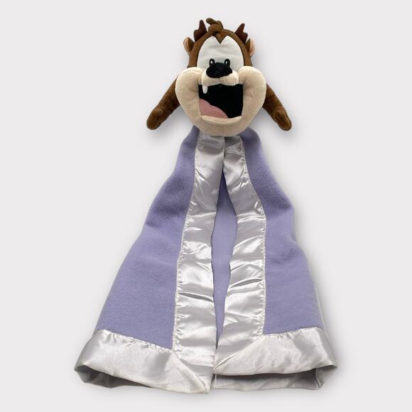 Six Flags Looney Tunes Tasmanian Devil Taz Purple Satin Lovey Security Blanket - Picture 4 of 10